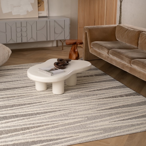 Rug Branch Hogar Modern Abstract Indoor Outdoor Area Rug, Grey Cream -