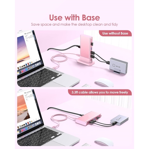 USB C Docking 4K@60Hz HDMI,USB 3.0/2.0, Gigabit Ethernet Dock, 100W PD & Aux Adapter Compatible 2023-2016 MacBook Pro, Mac Air/Surface, Steam Deck,