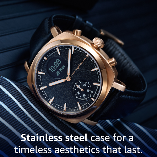 pininfarina Senso Hybrid 44mm Smartwatch - Analogue Watch with Digital Display, Tracks Heart Rate, Steps, Calories, Sleep, Fitness - Sunburst Rose