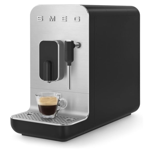 Open Box - Smeg Fully Automatic Espresso Machine with Integrated Grinder Steam Wand 6 Presets ProgrammableBCC02BLMUS Black
