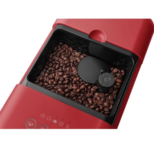 Open Box - Smeg Fully Automatic Espresso Machine with Integrated Grinder Steam Wand 6 Presets Programmable BCC02RDMUS Red