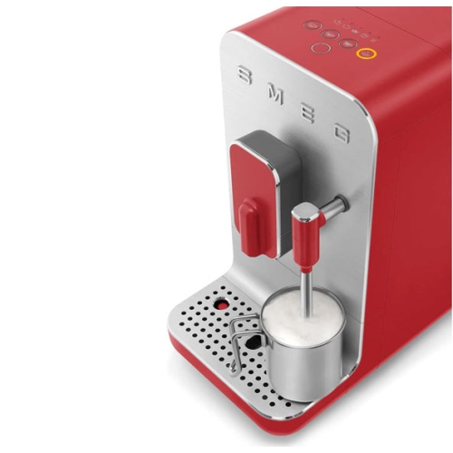 Open Box - Smeg Fully Automatic Espresso Machine with Integrated Grinder Steam Wand 6 Presets Programmable BCC02RDMUS Red