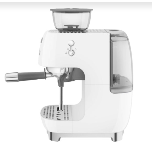 Boîte ouverte - Machine à espresso manuelle de Smeg avec moussoir à lait et moulin à café EGF03WHUS - Blanc