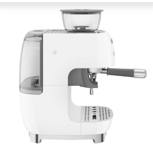 Boîte ouverte - Machine à espresso manuelle de Smeg avec moussoir à lait et moulin à café EGF03WHUS - Blanc