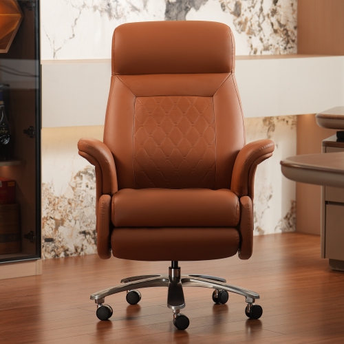Kinnls Luca Power Office Recliner Chair with Heated Ventilation,Executive Full Reclining Desk Chairs with Massage Modern Comfortable Genuine Leather