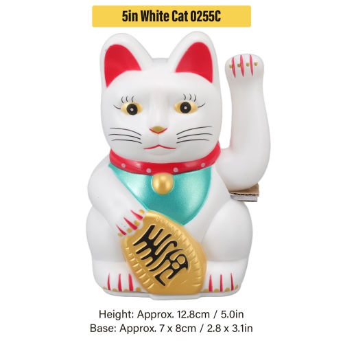 Fortune alimentée par batterie Cat Bonne chance Accueillir Cat Wealth Cat Waving Cat pour le restaurant de l'hôtel 5 po White Cat 0255C