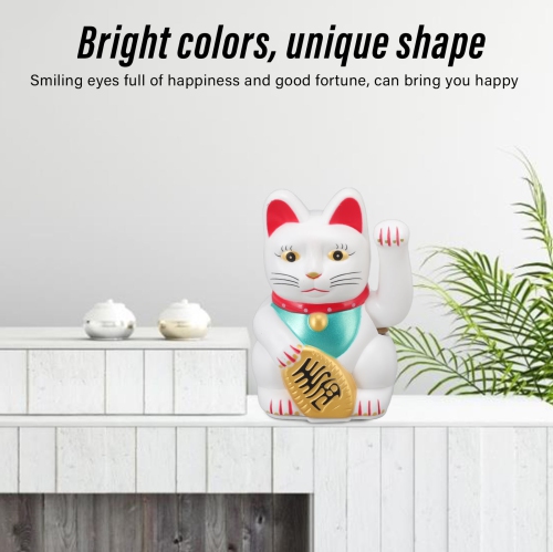 Fortune alimentée par batterie Cat Bonne chance Accueillir Cat Wealth Cat Waving Cat pour le restaurant de l'hôtel 5 po White Cat 0255C