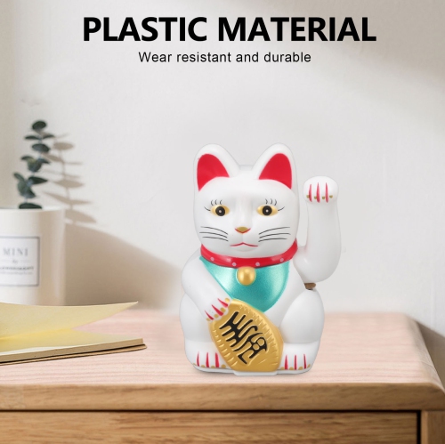 Fortune alimentée par batterie Cat Bonne chance Accueillir Cat Wealth Cat Waving Cat pour le restaurant de l'hôtel 5 po White Cat 0255C
