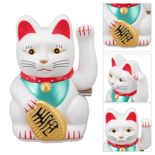 Fortune alimentée par batterie Cat Bonne chance Accueillir Cat Wealth Cat Waving Cat pour le restaurant de l'hôtel 5 po White Cat 0255C