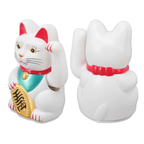 Fortune alimentée par batterie Cat Bonne chance Accueillir Cat Wealth Cat Waving Cat pour le restaurant de l'hôtel 5 po White Cat 0255C