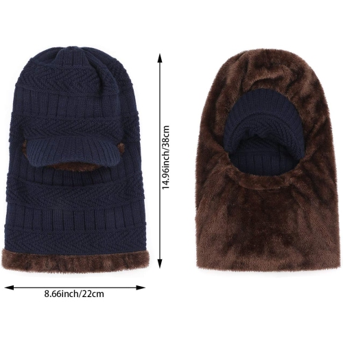 PetginHome- Thermal Cycling Ski Beanie Hat with Neck Warmer, Winter Balaclava for Men &Women