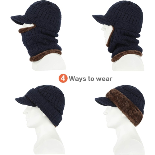 PetginHome- Thermal Cycling Ski Beanie Hat with Neck Warmer, Winter Balaclava for Men &Women