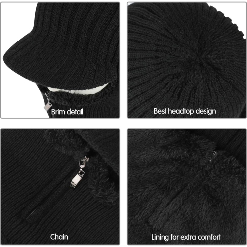 PetginHome- Thermal Cycling Ski Beanie Hat with Neck Warmer, Winter Balaclava for Men &Women