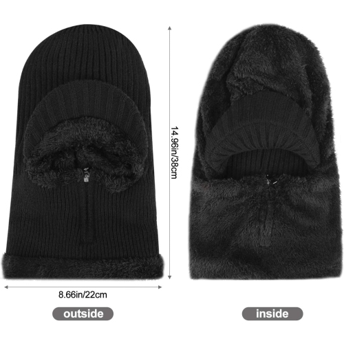 PetginHome- Thermal Cycling Ski Beanie Hat with Neck Warmer, Winter Balaclava for Men &Women