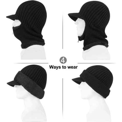 PetginHome- Thermal Cycling Ski Beanie Hat with Neck Warmer, Winter Balaclava for Men &Women