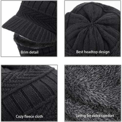 PetginHome- Thermal Cycling Ski Beanie Hat with Neck Warmer, Winter Balaclava for Men &Women