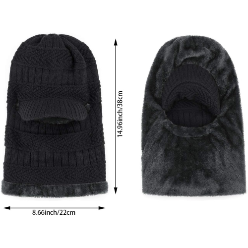 PetginHome- Thermal Cycling Ski Beanie Hat with Neck Warmer, Winter Balaclava for Men &Women