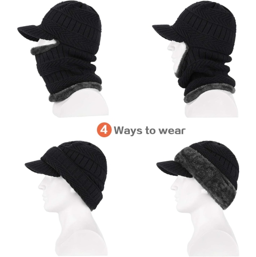 PetginHome- Thermal Cycling Ski Beanie Hat with Neck Warmer, Winter Balaclava for Men &Women