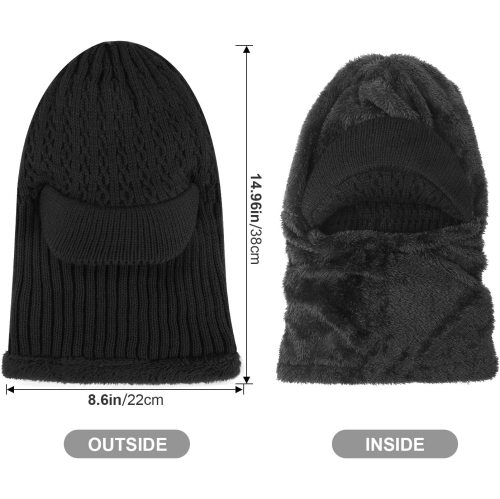 PetginHome- Thermal Cycling Ski Beanie Hat with Neck Warmer, Winter Balaclava for Men &Women