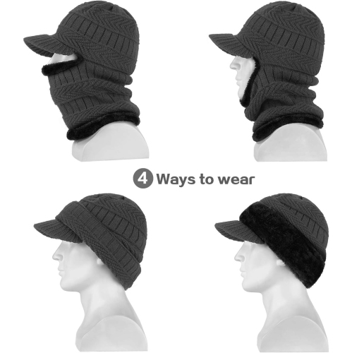 PetginHome- Thermal Cycling Ski Beanie Hat with Neck Warmer, Winter Balaclava for Men &Women