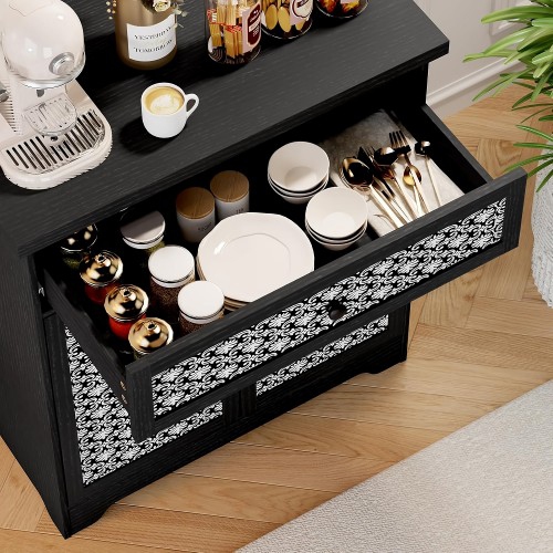 Buffet armoire avec tiroir et rangement, armoire de rangement d'appoint avec portes à motifs pour la maison, le salon, la cuisine, l'entrée