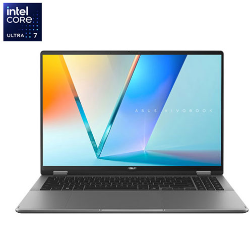 Portable 2-en-1 à écran tactile de 16 po Vivobook 16 Flip d'ASUS - Gris mat (Core Ultra 7 258V d'Intel/RAM 32 Go/SSD 1 To)