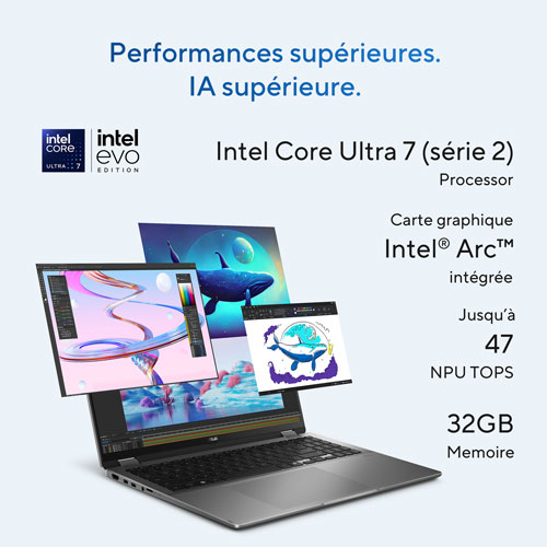 Copilot+ PC 2-en-1 à écran tactile de 16 po Vivobook 16 Flip d'ASUS - Gris mat