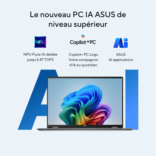 Copilot+ PC 2-en-1 à écran tactile de 16 po Vivobook 16 Flip d'ASUS - Gris mat