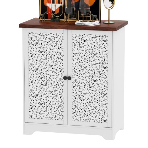 ALL YOU NEED  Buffet Sideboard Cabinet With Storage, Accent Storage Cabinet With Patterned Doors for Home, Living Room, Kitchen, Entryway