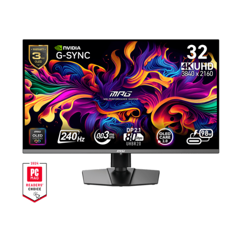 MSI 32" 3840 x 2160 240Hz 0.03ms (GTG) QD-OLED Gaming Monitor DP 2.1, Tilt Swivel Height Pivot adjustable (MPG 322URX QD-OLED)