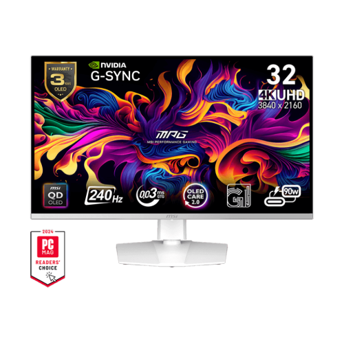 MSI 32" 3840 x 2160 240Hz 0.03ms (GTG) QD-OLED Gaming Monitor Tilt Swivel Height Pivot adjustable (MPG 321URXW QD-OLED)