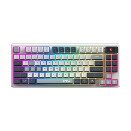 Clavier de jeu sans fil avec éclairage RVB Bluetooth Forge GK600 TKL W Sky US 2,4 GHz de MSI, écran de 1,06 po, 4000 mAh.