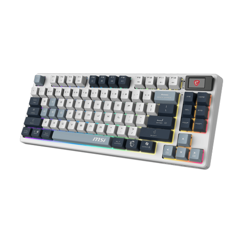 Clavier de jeu sans fil avec éclairage RVB Bluetooth Forge GK600 TKL W Sky US 2,4 GHz de MSI, écran de 1,06 po, 4000 mAh.