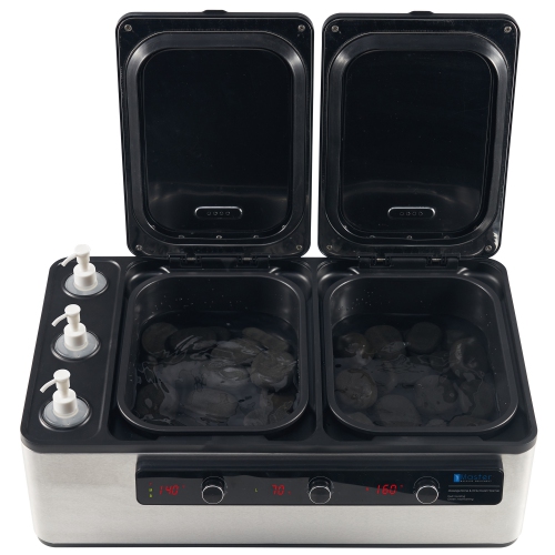 Master Massage Professional Electric 2 in 1 Massage Stone Heater/Steam Cooking Heater & 3 Bottle Massage Oil & Lotion &Gel Warmer-Digital