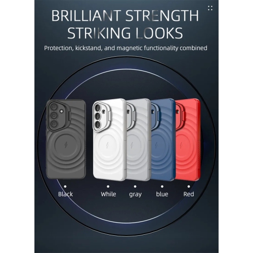 Pour Samsung Galaxy S25 Étui magnétique sans fil 5G Chargeur coulissant avec support pour objectif - Rouge