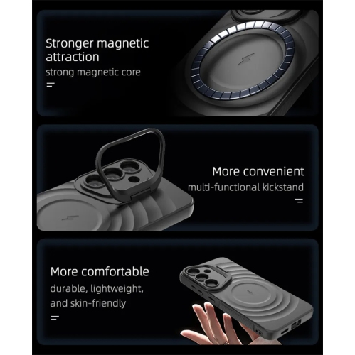 Pour Samsung Galaxy S25 Étui magnétique sans fil 5G Chargeur coulissant avec support pour objectif - Gris