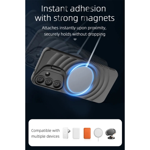 For Samsung Galaxy S25 Case 5G Magnetic Magsafe Wireless Charging Slide Lens Stand Holder Cover - Blue