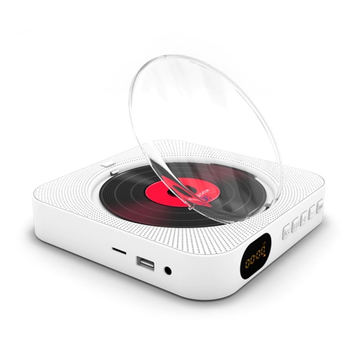 Lecteur CD portatif avec écran LED,Lecteur CD Bluetooth de bureau,Deux haut-parleurs intégrés,Prise en charge de la radio CD/FM/USB/AUX-Blanc