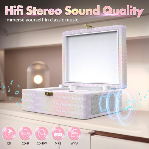Portable CD Player,Bluetooth Speaker Desktop CD Player,Rechargeable CD Player with Bluetooth Input,USB Playback,AUX in,Headphone Jack,Remote