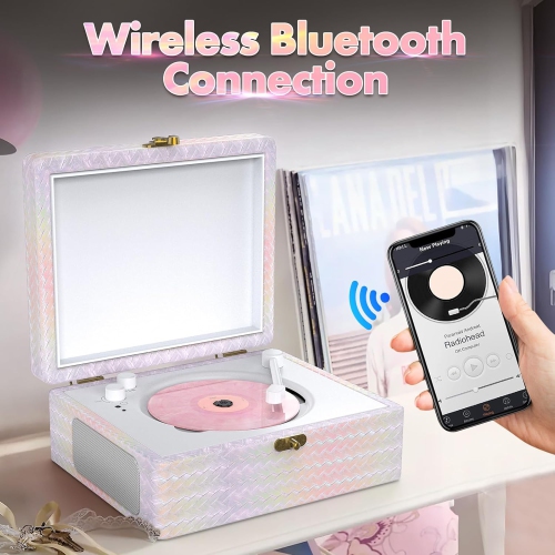 Portable CD Player,Bluetooth Speaker Desktop CD Player,Rechargeable CD Player with Bluetooth Input,USB Playback,AUX in,Headphone Jack,Remote