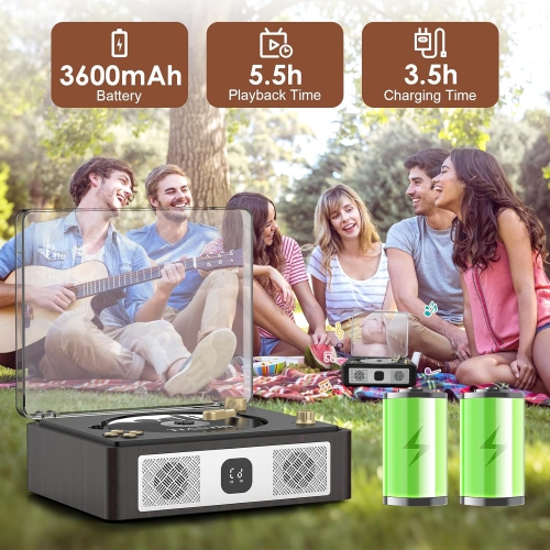 Lecteur CD portatif Bluetooth,Lecteur CD portatif rétro,Lecteurs CD de bureau pour la maison,Haut-parleurs intégrés, Prise pour écouteurs