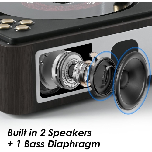 Lecteur CD portatif Bluetooth,Lecteur CD portatif rétro,Lecteurs CD de bureau pour la maison,Haut-parleurs intégrés, Prise pour écouteurs