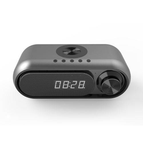 Portable Bluetooth Speaker with Clock,LED Time Display,10W Wireless Charging USB Charger,Digital Clock Speaker-Black