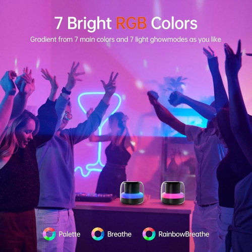 Bluetooth Speaker with Stereo Bass,Portable Speakers Bluetooth Wireless with RGB Light,USB Charging Double Pairing Speakers for Travel Party Home