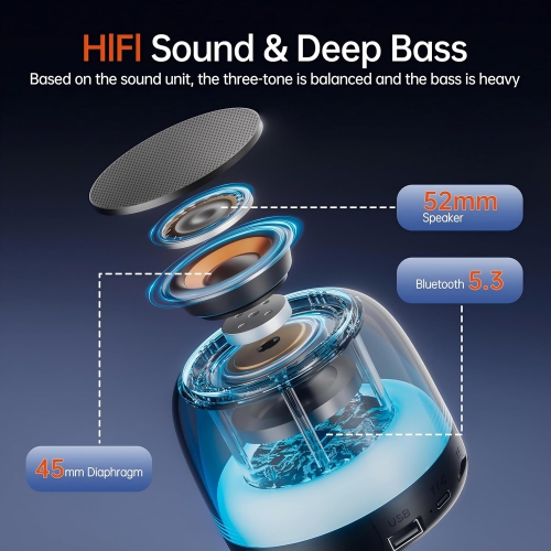 Bluetooth Speaker with Stereo Bass,Portable Speakers Bluetooth Wireless with RGB Light,USB Charging Double Pairing Speakers for Travel Party Home
