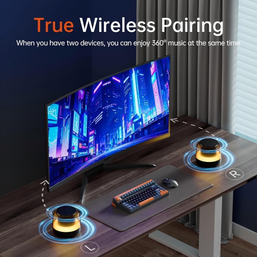 Bluetooth Speaker with Stereo Bass,Portable Speakers Bluetooth Wireless with RGB Light,USB Charging Double Pairing Speakers for Travel Party Home