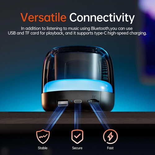 Bluetooth Speaker with Stereo Bass,Portable Speakers Bluetooth Wireless with RGB Light,USB Charging Double Pairing Speakers for Travel Party Home