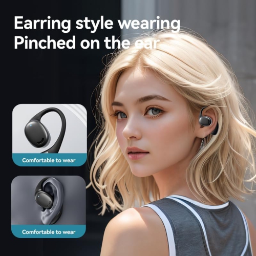 Écouteurs ouverts Écouteurs ouverts Écouteurs boutons sans fil Bluetooth Réduction du bruit Écouteurs sport - Noir