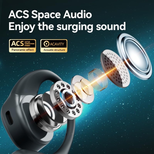 Écouteurs ouverts Écouteurs ouverts Écouteurs boutons sans fil Bluetooth Réduction du bruit Écouteurs sport - Noir