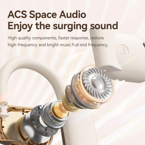 Casque d'écoute sans fil Bluetooth à conduction osseuse Open Air Casque d'écoute sport à oreille ouverte - Beige